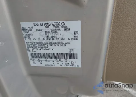 2006 Ford F-150 Fx4/Lariat/Xl/Xlt из США, поврежденный, VIN 1FTPX14576FA20290